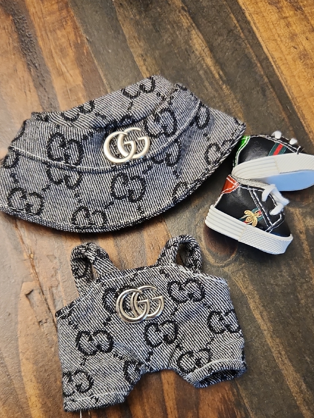 Designer Inspired GG LABUBU outfit . Hat, Overalls, Shoes.